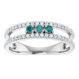 Platinum Round Natural Alexandrite Negative Space Ring - view 3