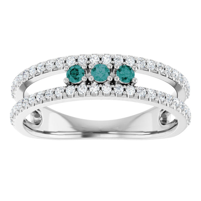 14K Gold Round Lab-Grown Alexandrite Negative Space Ring - White Gold - view 3