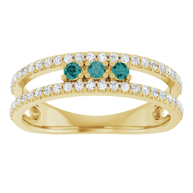 14K Gold Round Natural Alexandrite Negative Space Ring - Yellow Gold - view 3