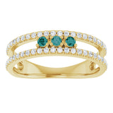 14K Gold Round Lab-Grown Alexandrite Negative Space Ring - Yellow Gold - view 3