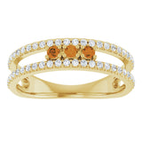 14K Gold Round Natural Citrine Negative Space Ring - Yellow Gold - view 3