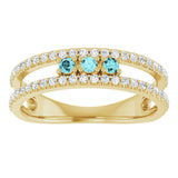 14K Gold Round Natural Blue Zircon Negative Space Ring - Yellow Gold - view 3