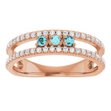 14K Gold Round Natural Blue Zircon Negative Space Ring - Rose Gold - view 3