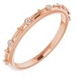 14K Gold Round Natural Diamond Bezel-Set Cross Ring - Rose Gold