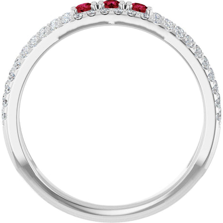 Platinum Round Natural Ruby Negative Space Ring - view 2