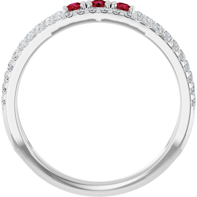 14K Gold Round Natural Ruby Negative Space Ring - White Gold - view 2