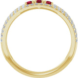 14K Gold Round Lab-Grown Ruby Negative Space Ring - Yellow Gold - view 2