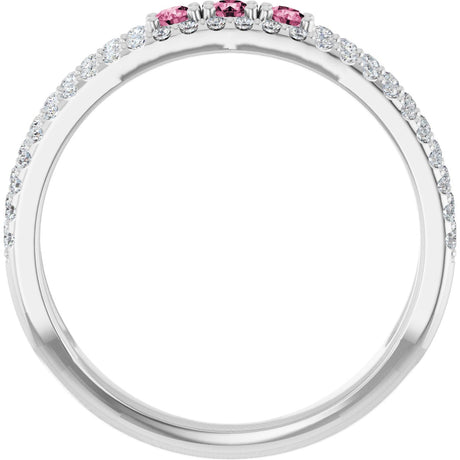 Platinum Round Natural Pink Tourmaline Negative Space Ring - view 2