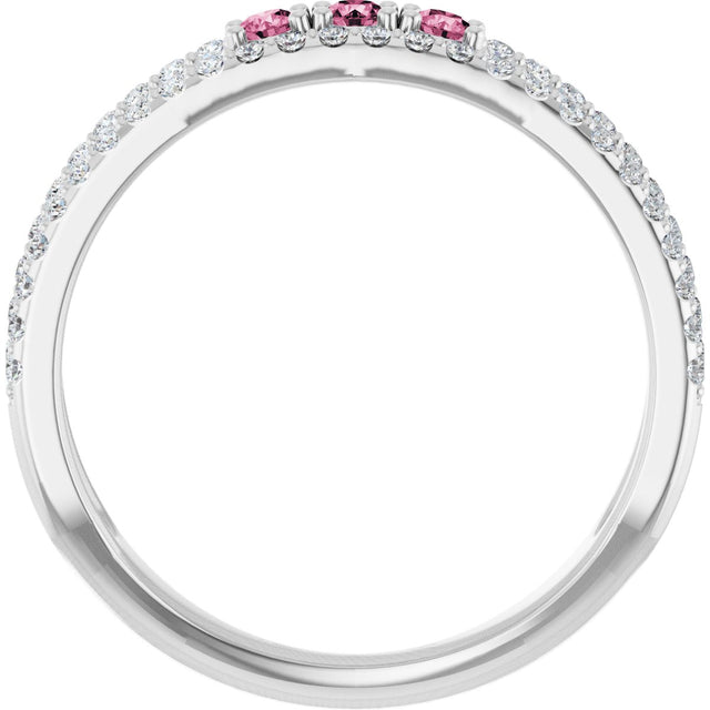 Platinum Round Natural Pink Tourmaline Negative Space Ring - view 2