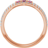14K Gold Round Natural Pink Tourmaline Negative Space Ring - Rose Gold - view 2