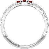Platinum Round Natural Mozambique Garnet Negative Space Ring - view 2