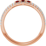 14K Gold Round Natural Mozambique Garnet Negative Space Ring - Rose Gold - view 2