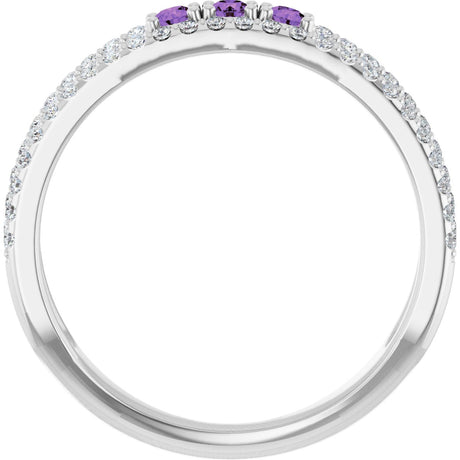 Platinum Round Natural Amethyst Negative Space Ring - view 2