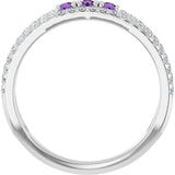 14K Gold Round Natural Amethyst Negative Space Ring - White Gold - view 2