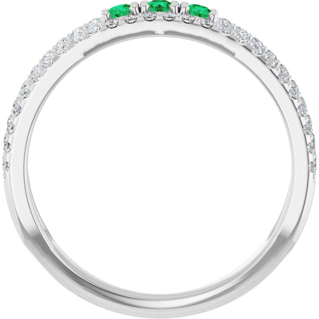 14K Gold Round Lab-Grown Emerald Negative Space Ring - White Gold - view 2