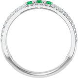 Platinum Round Lab-Grown Emerald Negative Space Ring - view 2