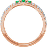 14K Gold Round Lab-Grown Emerald Negative Space Ring - Rose Gold - view 2