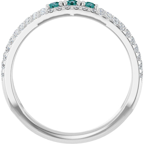 Platinum Round Natural Alexandrite Negative Space Ring - view 2