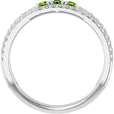 Platinum Round Natural Peridot Negative Space Ring - view 2