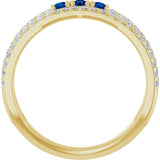 14K Gold Round Lab-Grown Blue Sapphire Negative Space Ring - Yellow Gold - view 2