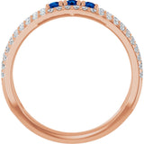 14K Gold Round Lab-Grown Blue Sapphire Negative Space Ring - Rose Gold - view 2
