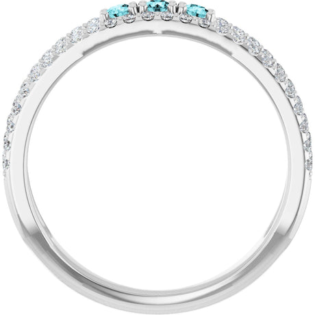 Platinum Round Natural Blue Zircon Negative Space Ring - view 2