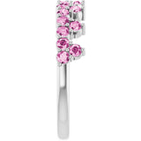 Platinum Round Natural Pink Sapphire Accented Crown Ring - view 4