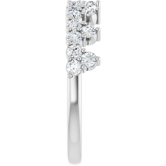 14K Gold Round Lab-Grown Diamond Accented Crown Ring - White Gold - view 4