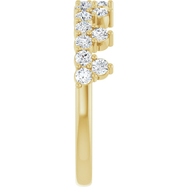 14K Gold Round Lab-Grown Diamond Accented Crown Ring - Yellow Gold - view 4