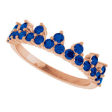 14K Gold Round Lab-Grown Blue Sapphire Accented Crown Ring - Rose Gold - view 5