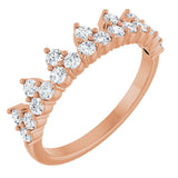 14K Gold Round Lab-Grown Diamond Accented Crown Ring - Rose Gold