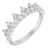 14K Gold Round Lab-Grown Diamond Accented Crown Ring - White Gold