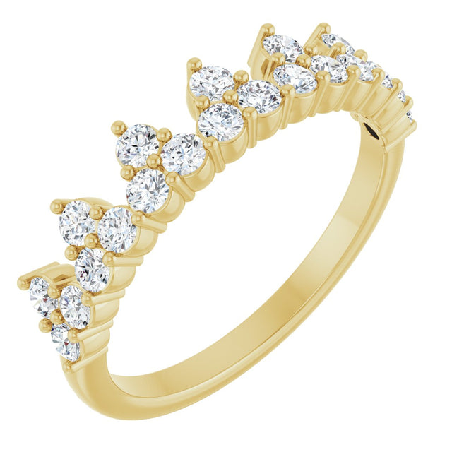 14K Gold Round Lab-Grown Diamond Accented Crown Ring - Yellow Gold