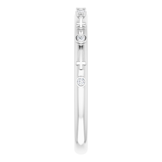 Platinum Round Natural Diamond Bezel-Set Cross Ring - view 4