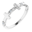 Platinum Round Natural Diamond Accented Cross Ring