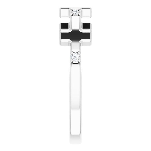 Platinum Round Natural Diamond Accented Cross Ring - view 4