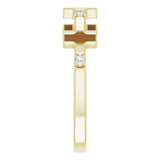 14K Gold Round Natural Diamond Accented Cross Ring – 1.5mm Stones - Yellow Gold - view 4
