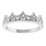 Platinum Round Natural Diamond Accented Crown Ring - view 3