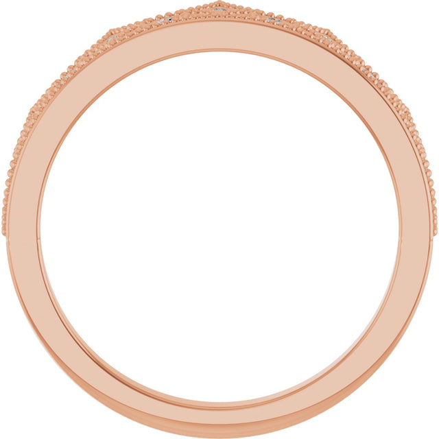 14K Gold Round Natural Diamond Accented Crown Ring - Rose Gold - view 2
