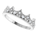Platinum Round Natural Diamond Accented Crown Ring - view 5