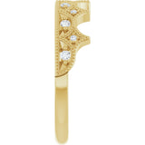 14K Gold Round Natural Diamond Accented Crown Ring - Yellow Gold - view 4
