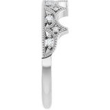14K Gold Round Natural Diamond Accented Crown Ring - White Gold - view 4