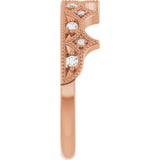 14K Gold Round Natural Diamond Accented Crown Ring - Rose Gold - view 4