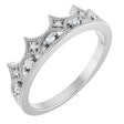Platinum Round Natural Diamond Accented Crown Ring