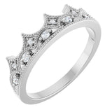 Platinum Round Natural Diamond Accented Crown Ring