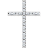14K Gold Round Natural Diamond Cross Pendant – 31.1x21.6mm - White Gold