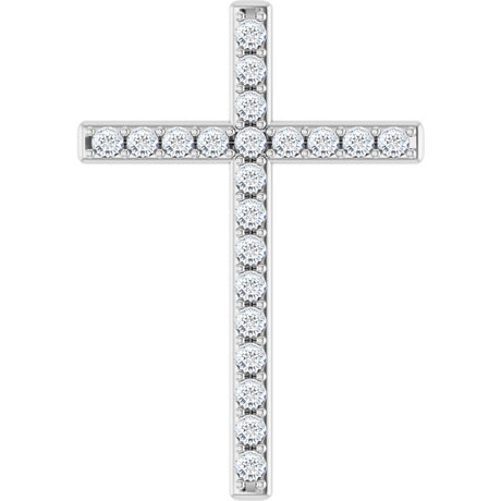 14K Gold Round Natural Diamond Cross Pendant – 31.1x21.6mm - White Gold