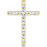 14K Gold Round Natural Diamond Cross Pendant – 31.1x21.6mm - Yellow Gold