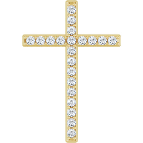 14K Gold Round Natural Diamond Cross Pendant – 31.1x21.6mm - Yellow Gold