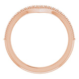 14K Gold Round Natural Diamond Accented Stackable V Ring - Rose Gold - view 3